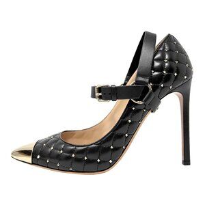 Valentino Garavani Studded Pumps 40.5 Quilted Leather Gold Toe Stiletto